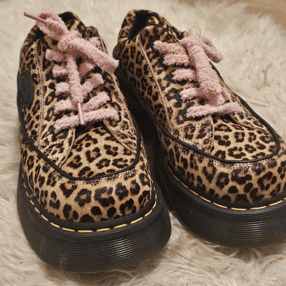 Leopard Print Platform Sneakers with Pink Laces